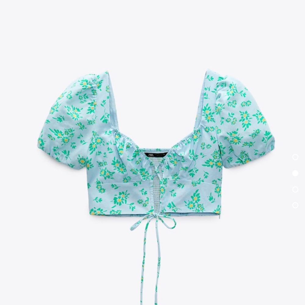 Zara linen blend printed top size medium